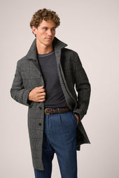 Webster Overcoat - Wool and Cashmere - Slate Grey Prince of Wales