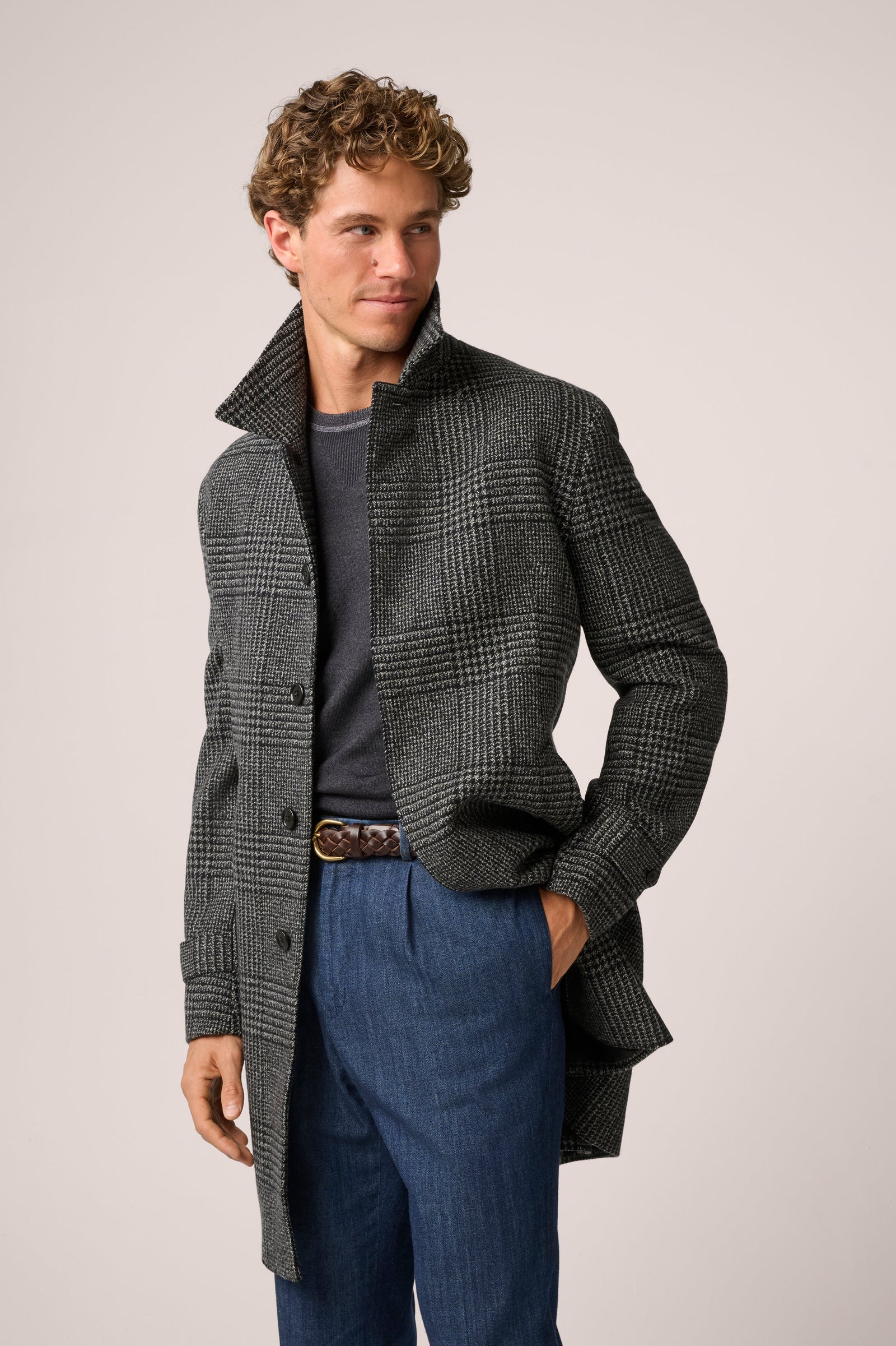 Webster Overcoat Wool And Cashmere Grey Prince Of Wales