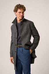 Webster Overcoat - Wool and Cashmere - Slate Grey Prince of Wales
