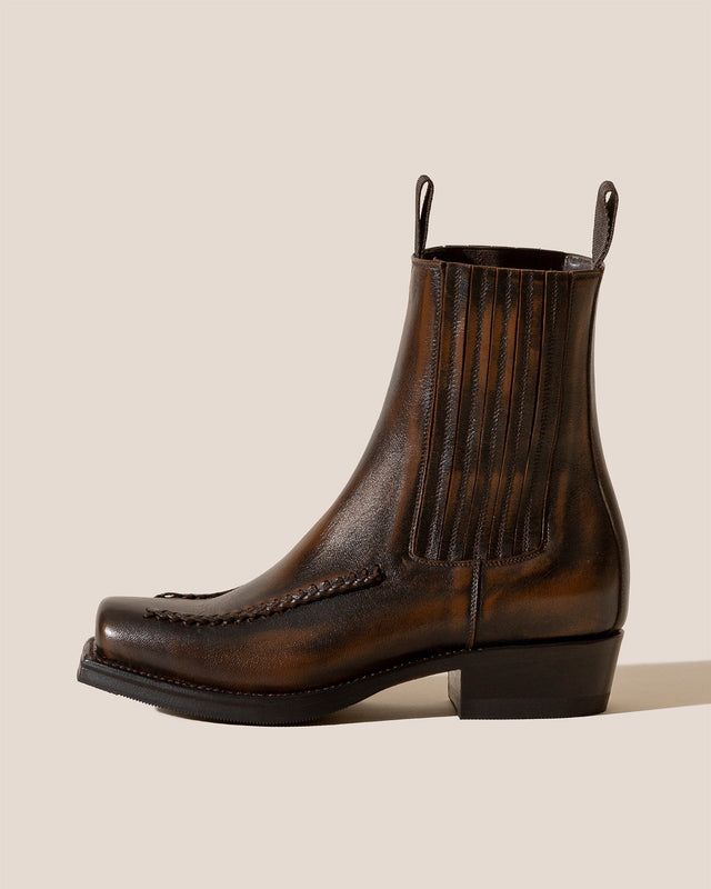 AGULLA - Men's Square-Toe Braided Detail Chelsea Boot