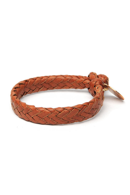 Wide Flat Weaved Leather Bracelet 2