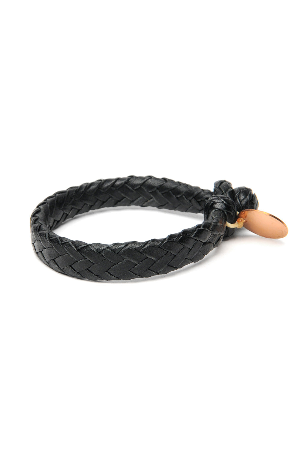 Wide Flat Weaved Leather Bracelet