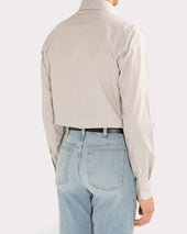 Chemise Col Large En Popeline De Coton Rayures Grises Et Blanches