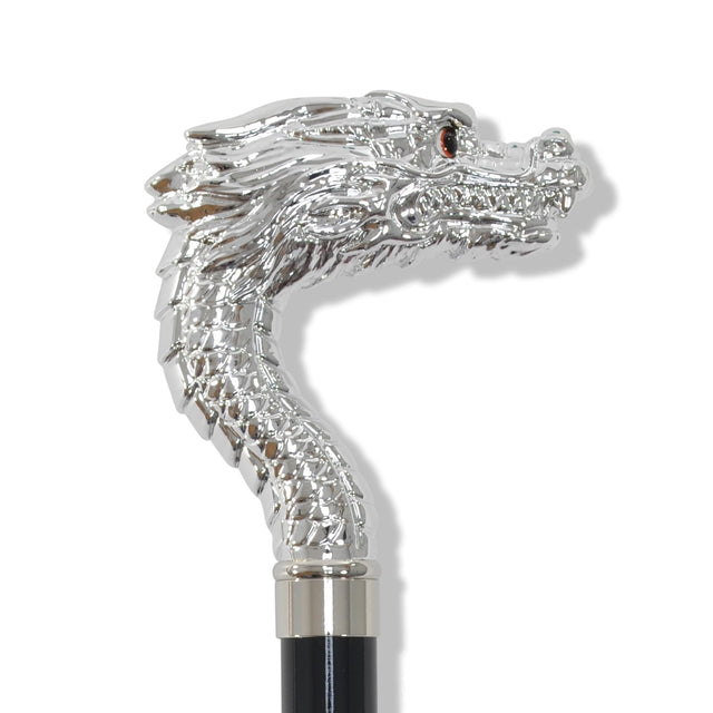 FWS2 Nickel Finish Dragon Head Walking Stick (NEW 2026)
