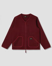 Wool Fleece Cardigan (Dark Red Heather)