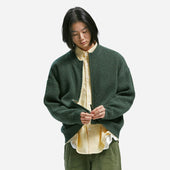 Wool Deck Zip Up Cardigan Green