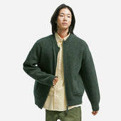 Wool Deck Zip Up Cardigan Green