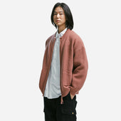Wool Deck Zip Up Cardigan Indian Pink