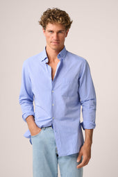 Bronte Lightweight Summer Shirt Cornflower Seersucker