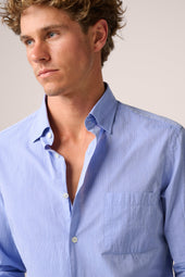 Bronte Lightweight Summer Shirt Cornflower Seersucker