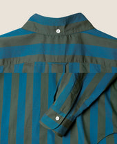 Vintage Ivy Olive green and Blue Stripe Popover