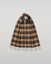 Windowpane Check Cashmere & Vicuña Scarf
