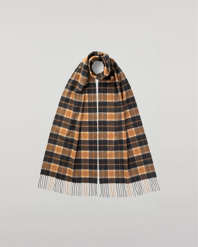 Windowpane Check Cashmere & Vicuña Scarf