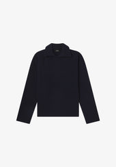 Wide-rib sweater with spread collar