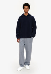 Wide-rib sweater with spread collar