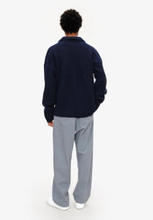 Wide-rib sweater with spread collar