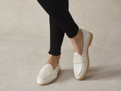 Stride Penny Loafers In Blanc Casse Milled Calf