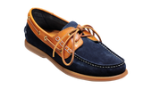 Wallis - Navy Blue Suede / Cedar Collar