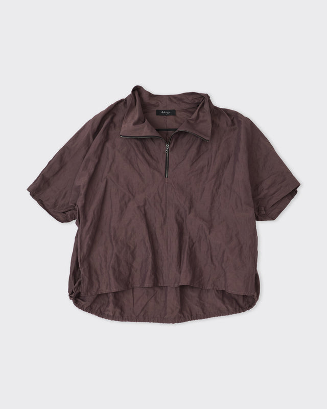 Quarter Zip Bubble Shirt, Metal Prune