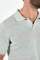 Water Green Cotton And Linen Polo Made In Italy