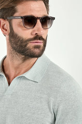 Water Green Cotton And Linen Polo Made In Italy