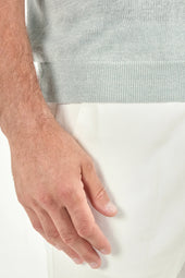 Water Green Cotton And Linen Polo Made In Italy