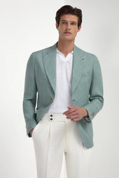 Water green linen jacket - Made in Italy