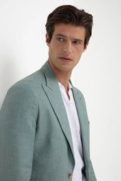 Water Green Linen Jacket Made In Italy