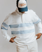 Rowhill And Light Blue Stripe Loopback Rugby Shirt