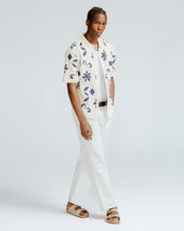Porto And Navy Doodle Crochet Knitted Shirt