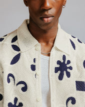 Porto And Navy Doodle Crochet Knitted Shirt