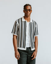 Porto And Stripe Crochet Knitted Shirt