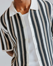 Porto And Stripe Crochet Knitted Shirt