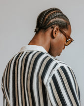 Porto And Stripe Crochet Knitted Shirt