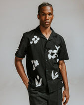 Didcot And Beige Abstract Applique Short Sleeve Shirt