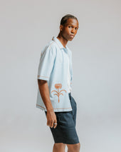 Keats Light And Rust Embroidered Short Sleeve Shirt