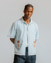 Keats Light And Rust Embroidered Short Sleeve Shirt