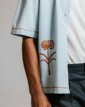 Keats Light And Rust Embroidered Short Sleeve Shirt