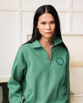 Half Zip Fleece Sweatshirt Green Unisex