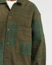 L S Sam Shirt Grindigo Patchwork Kantha Stitched Cotton Canvas