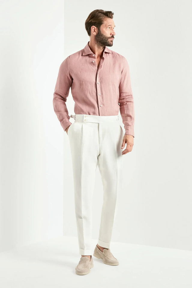 White linen Soragna trousers - Made in Italy