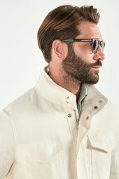 Linen Blend Field Jacket Made In Italy
