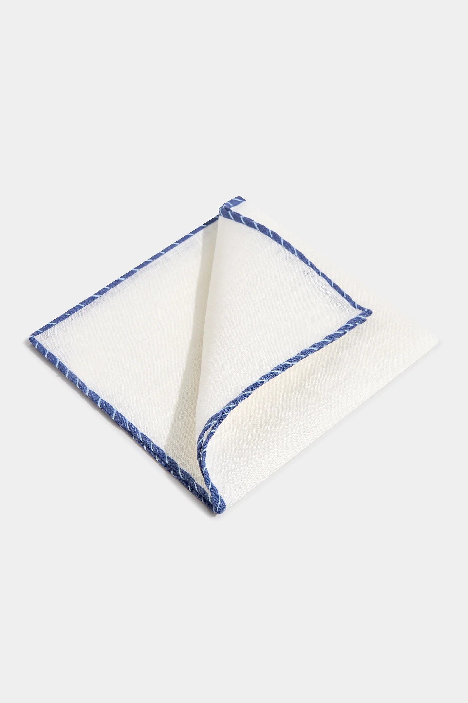 White Linen Pocket Square With And Light Edges Made In Italy