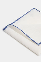 White Linen Pocket Square With And Light Edges Made In Italy