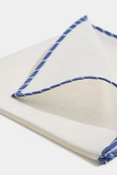 White Linen Pocket Square With And Light Edges Made In Italy