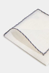 Linen Pocket Square With Grey And Beige Edges Made In Italy