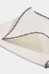 Linen Pocket Square With Grey And Beige Edges Made In Italy