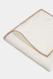 Linen Pocket Square With Taupe And Beige Edges Made In Italy