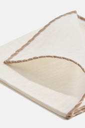 Linen Pocket Square With Taupe And Beige Edges Made In Italy