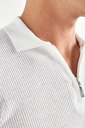 Ribbed Zipped Polo Made In Italy